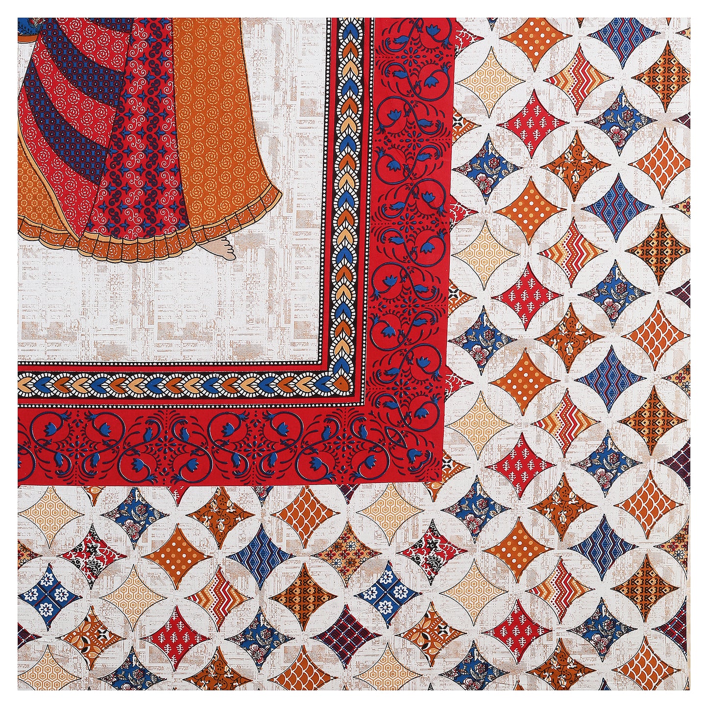 100% pure cotton jaipuri sanganari printed 98*108 king size Premium bedsheet with 2 Matching pillow covers