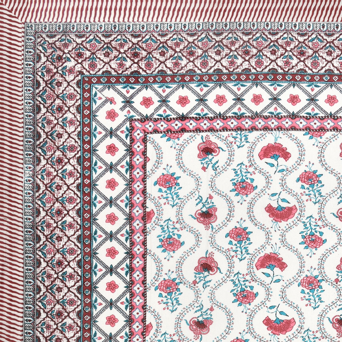 100% pure cotton jaipuri sanganari printed 98*108 king size Premium bedsheet with 2 Matching pillow covers