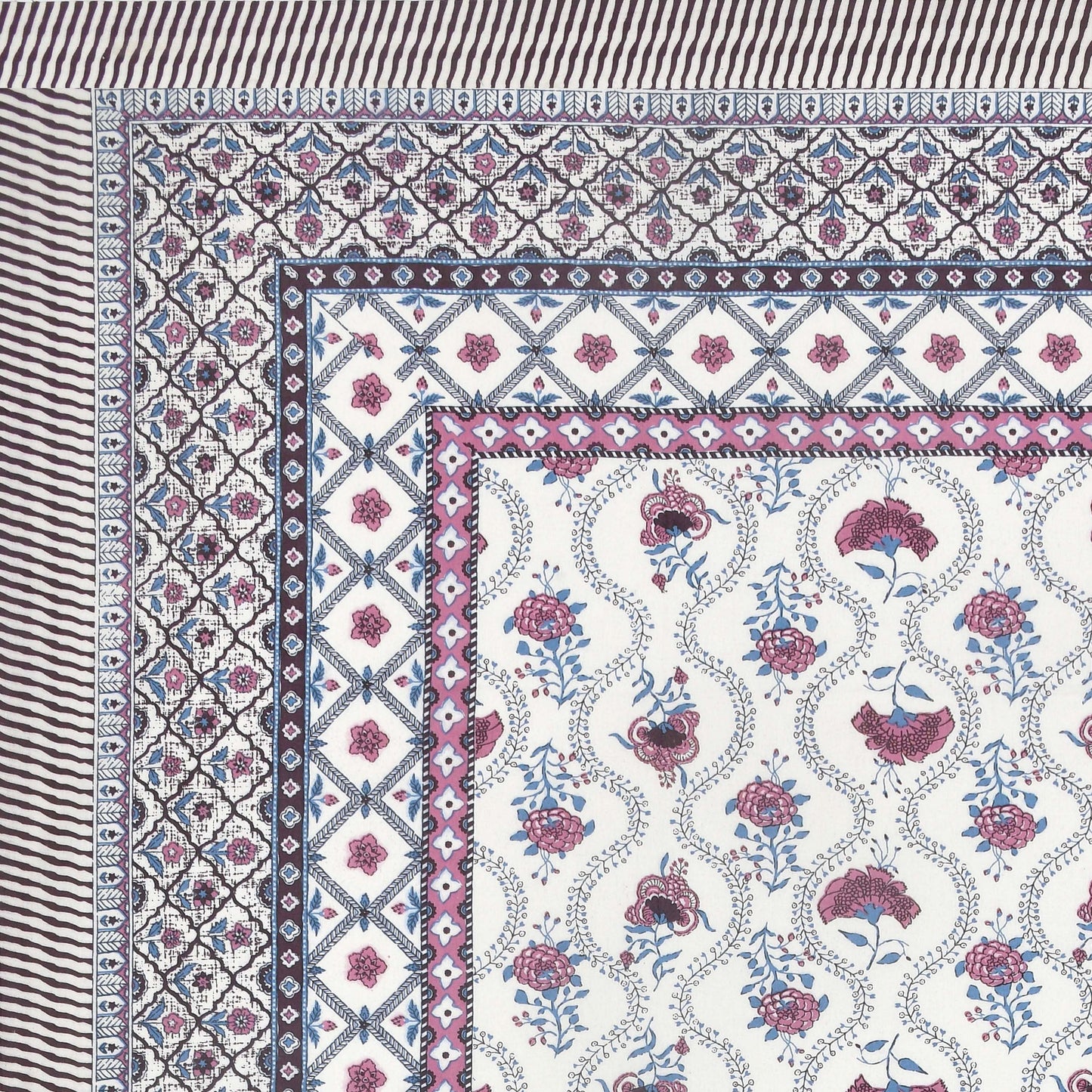 100% pure cotton jaipuri sanganari printed 98*108 king size Premium bedsheet with 2 Matching pillow covers