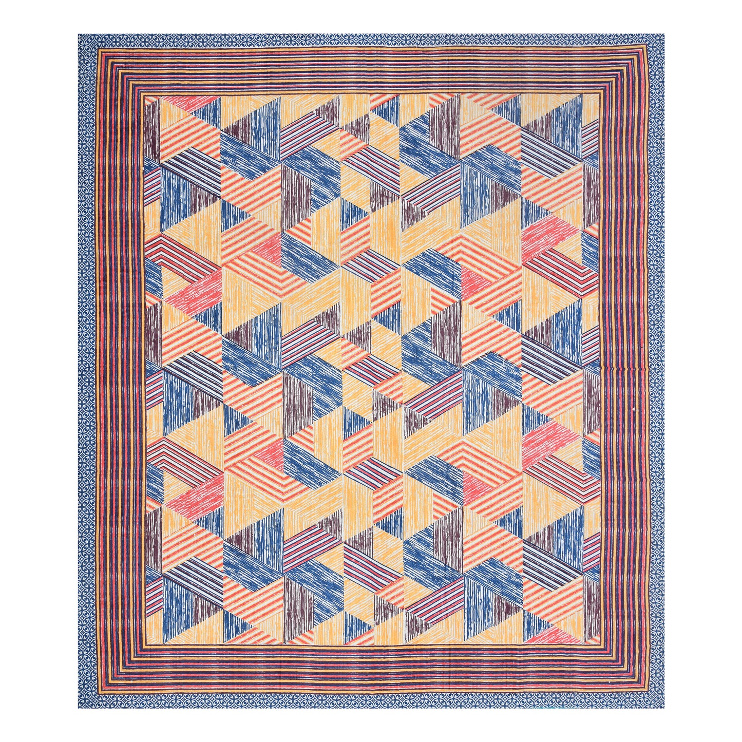 100% pure cotton (Size 98*108) jaipuri sanganari printed Super king Premium badsheet with 2 Matching pillow covers