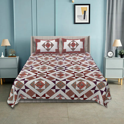 100% pure cotton jaipuri sanganari printed 98*108 king size Premium bedsheet with 2 Matching pillow covers