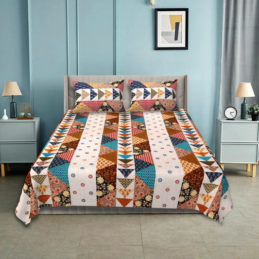 100% pure cotton jaipuri sanganari printed 98*108 king size Premium bedsheet with 2 Matching pillow covers
