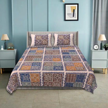 100% pure cotton jaipuri sanganari printed 98*108 king size Premium bedsheet with 2 Matching pillow covers