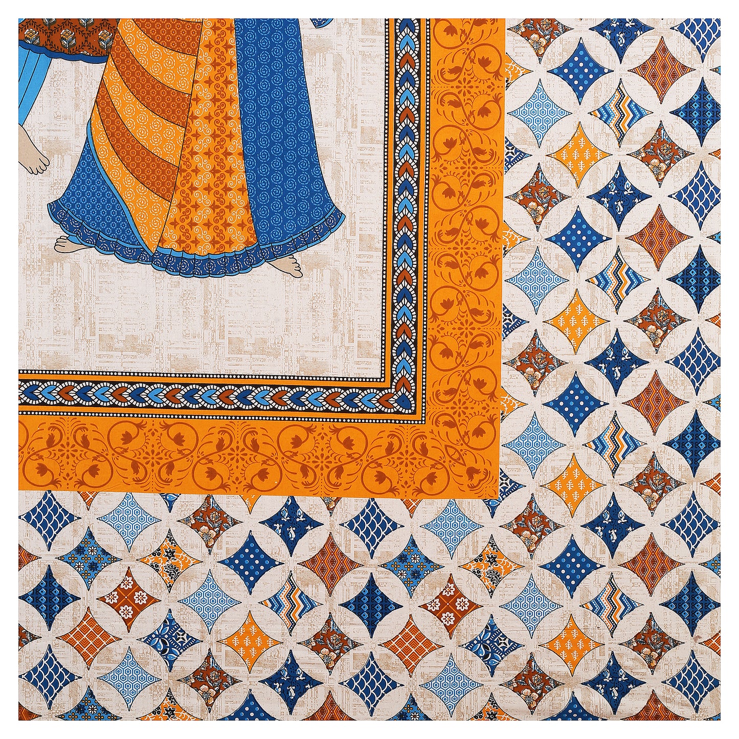 100% pure cotton jaipuri sanganari printed 98*108 king size Premium bedsheet with 2 Matching pillow covers