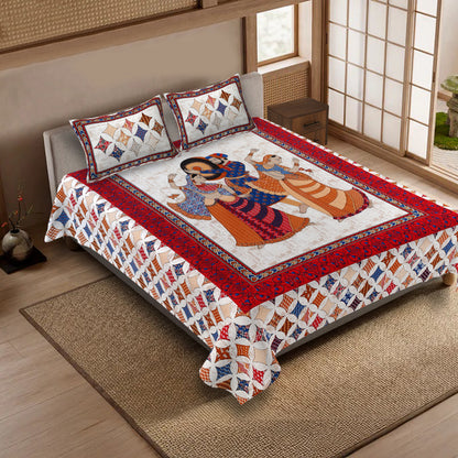 100% pure cotton jaipuri sanganari printed 98*108 king size Premium bedsheet with 2 Matching pillow covers
