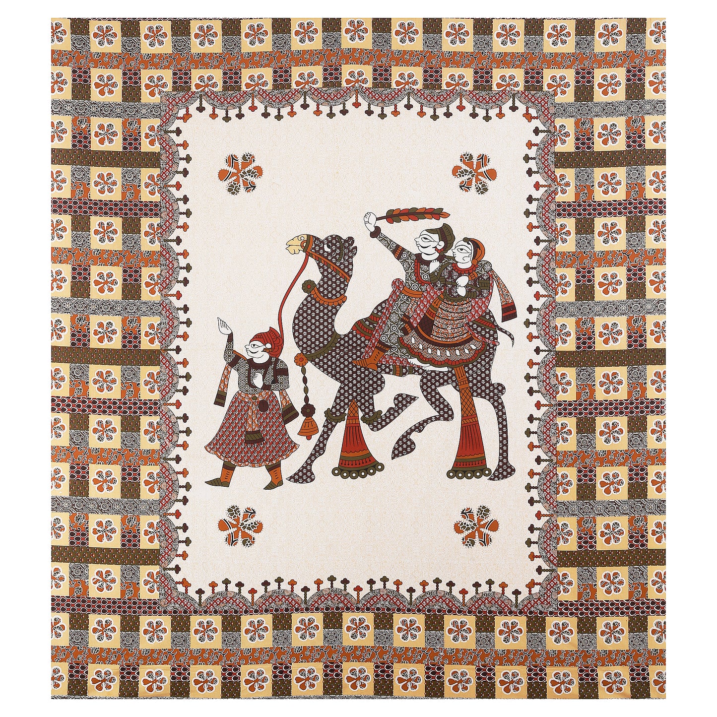 100% pure cotton jaipuri sanganari printed 98*108 king size Premium bedsheet with 2 Matching pillow covers