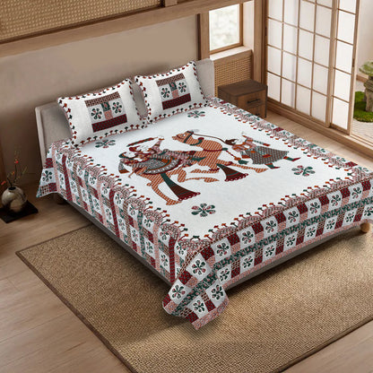 100% pure cotton jaipuri sanganari printed 98*108 king size Premium bedsheet with 2 Matching pillow covers