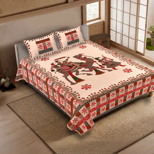 100% pure cotton jaipuri sanganari printed 98*108 king size Premium bedsheet with 2 Matching pillow covers