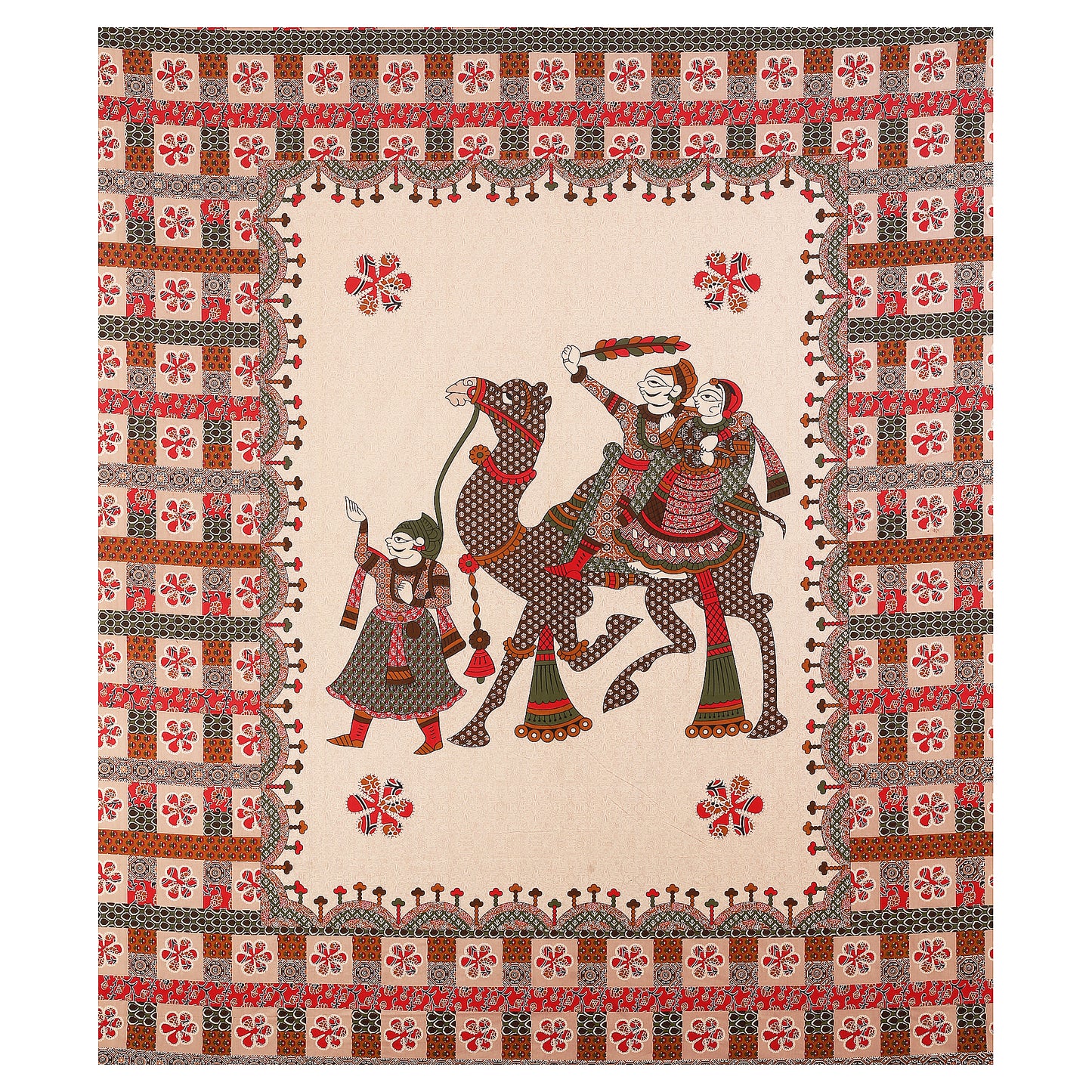 100% pure cotton jaipuri sanganari printed 98*108 king size Premium bedsheet with 2 Matching pillow covers