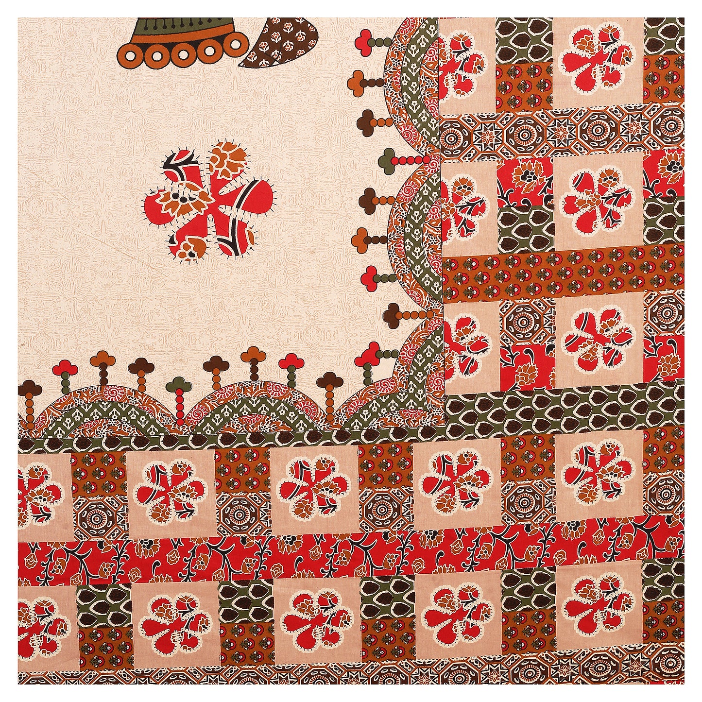 100% pure cotton jaipuri sanganari printed 98*108 king size Premium bedsheet with 2 Matching pillow covers