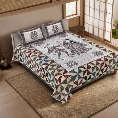 100% pure cotton jaipuri sanganari printed 98*108 king size Premium bedsheet with 2 Matching pillow covers