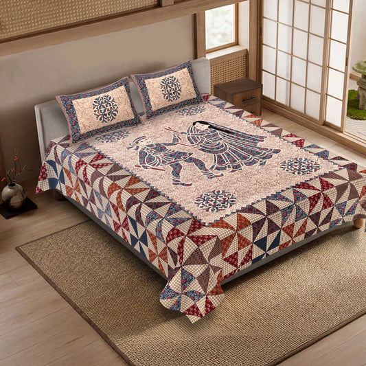 100% pure cotton jaipuri sanganari printed 98*108 king size Premium bedsheet with 2 Matching pillow covers
