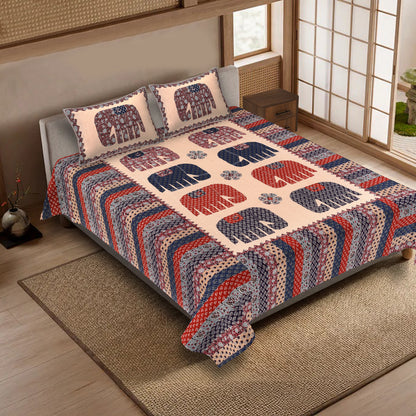 100% pure cotton jaipuri sanganari printed 98*108 king size Premium bedsheet with 2 Matching pillow covers