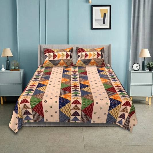 100% pure cotton jaipuri sanganari printed 98*108 king size Premium bedsheet with 2 Matching pillow covers
