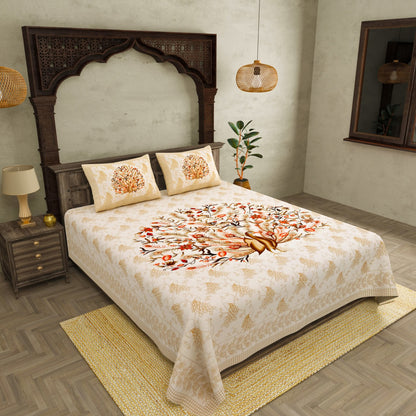100% pure cotton jaipuri sanganari printed  king size Premium  bedsheet with 2 Matching  pillow covers