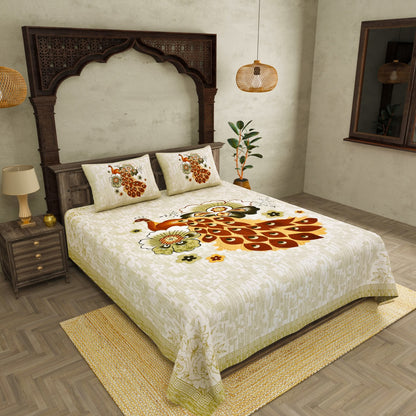 100% pure cotton jaipuri sanganari printed  king size Premium  bedsheet with 2 Matching  pillow covers