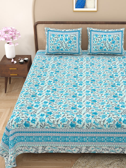 100% pure cotton jaipuri sanganari printed  king size Premium  bedsheet with 2 Matching  pillow covers