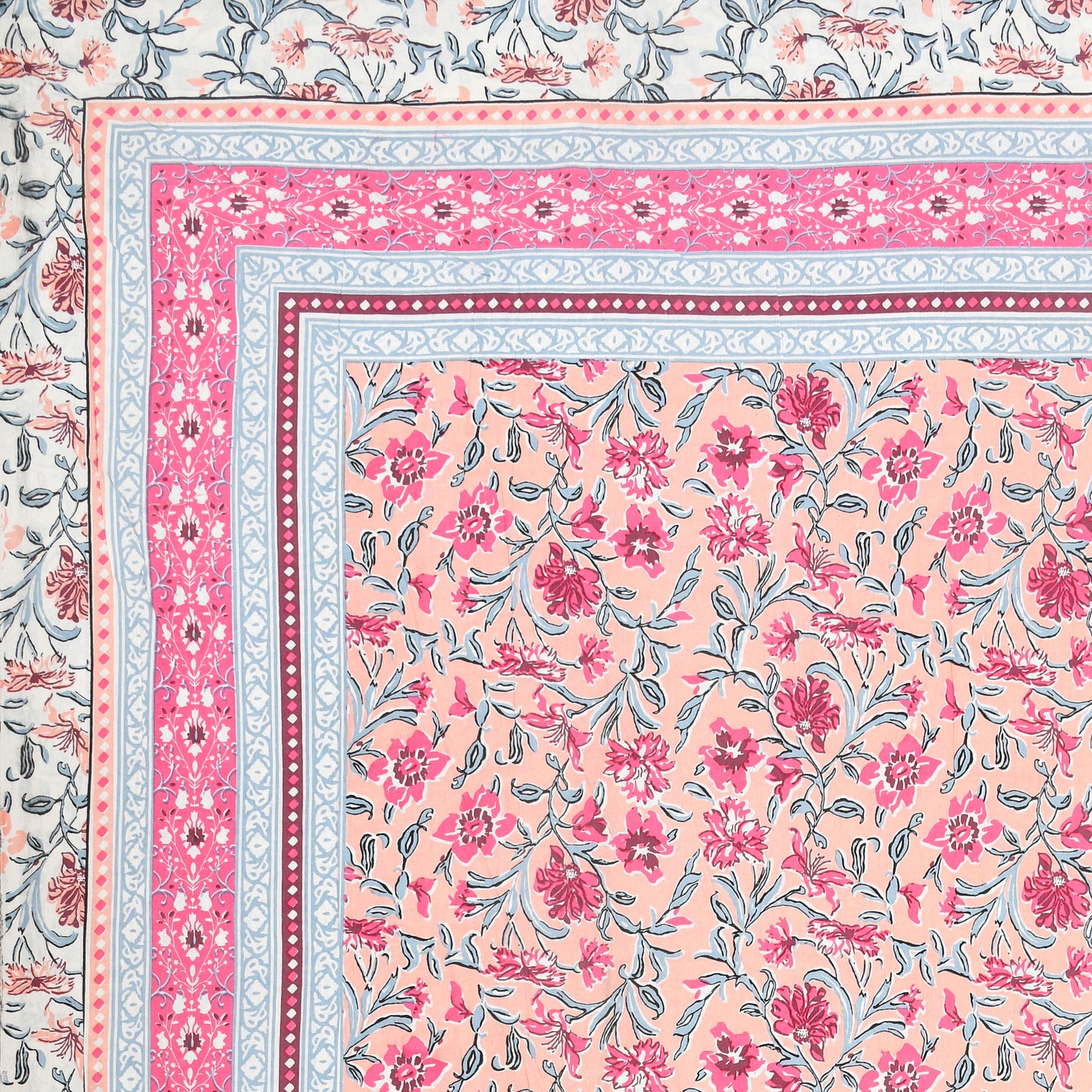 100% pure cotton jaipuri sanganari printed  king size Premium  bedsheet with 2 Matching  pillow covers