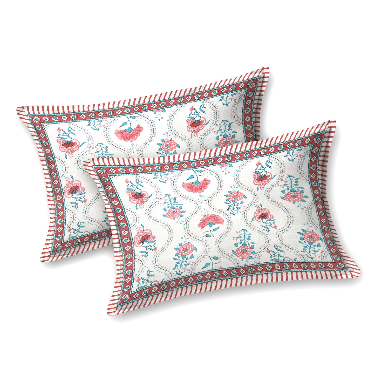 100% pure cotton jaipuri sanganari printed 98*108 king size Premium bedsheet with 2 Matching pillow covers