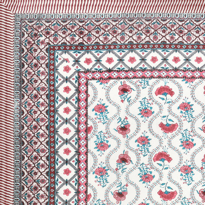 100% pure cotton jaipuri sanganari printed 98*108 king size Premium bedsheet with 2 Matching pillow covers