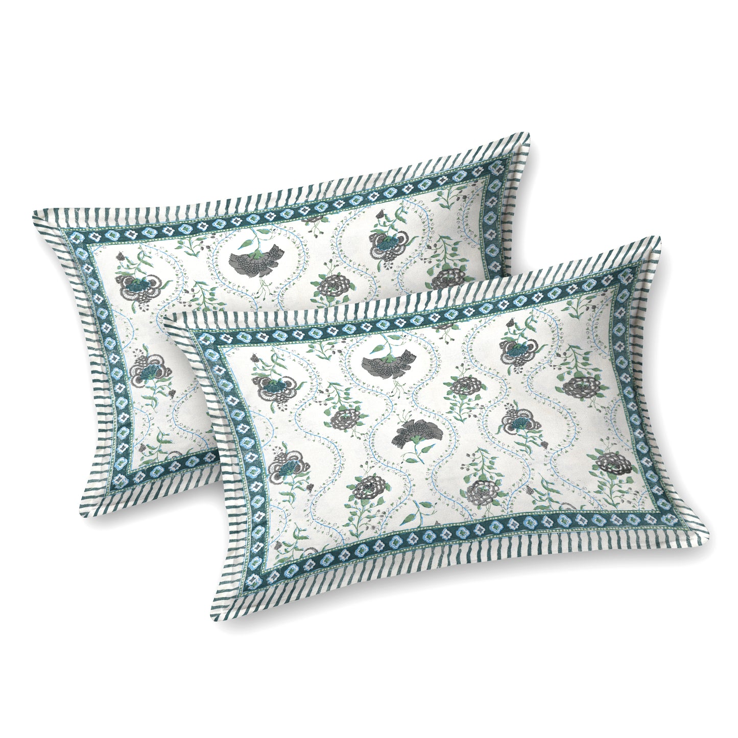 100% pure cotton jaipuri sanganari printed 98*108 king size Premium bedsheet with 2 Matching pillow covers