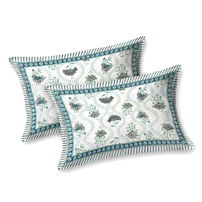 100% pure cotton jaipuri sanganari printed 98*108 king size Premium bedsheet with 2 Matching pillow covers