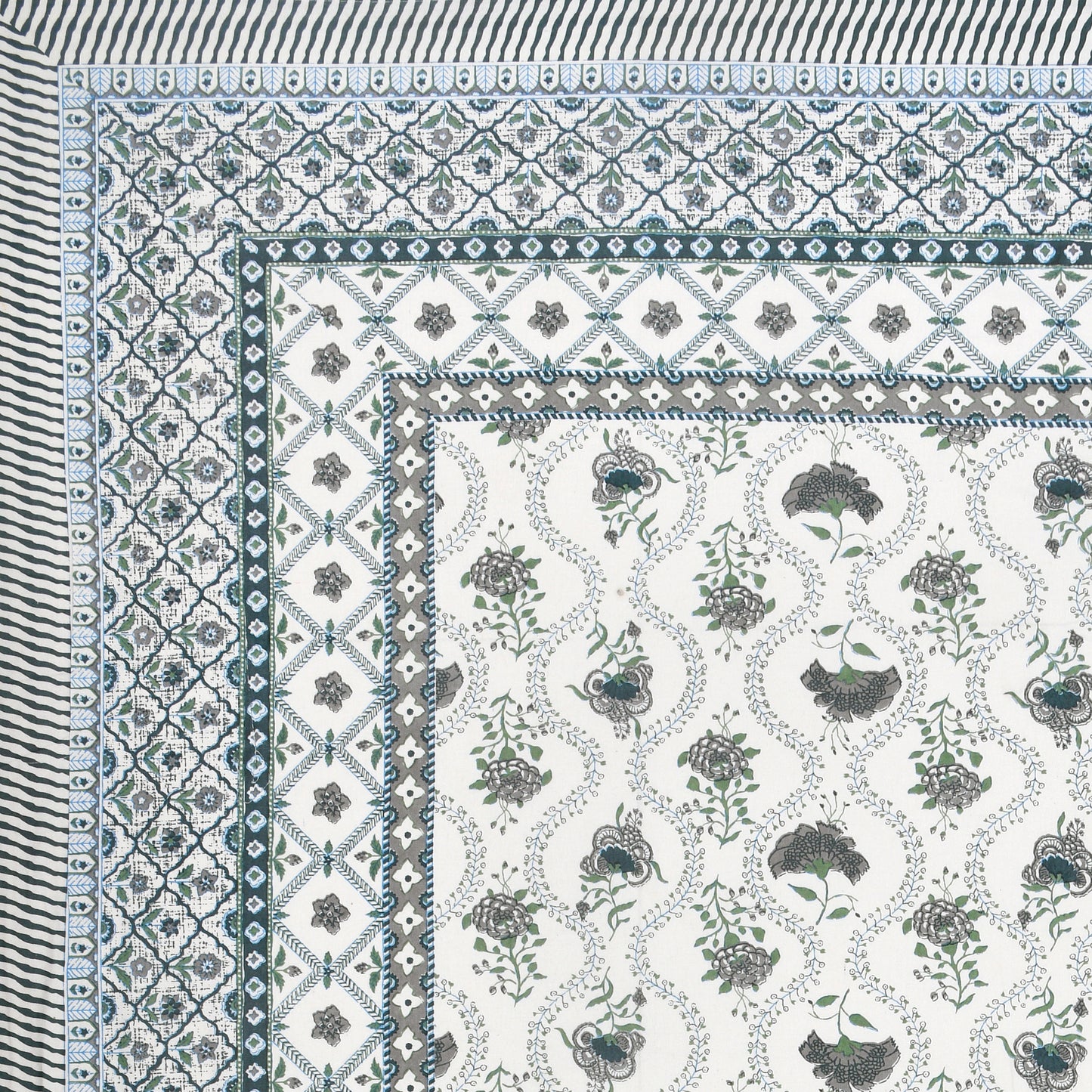 100% pure cotton jaipuri sanganari printed 98*108 king size Premium bedsheet with 2 Matching pillow covers