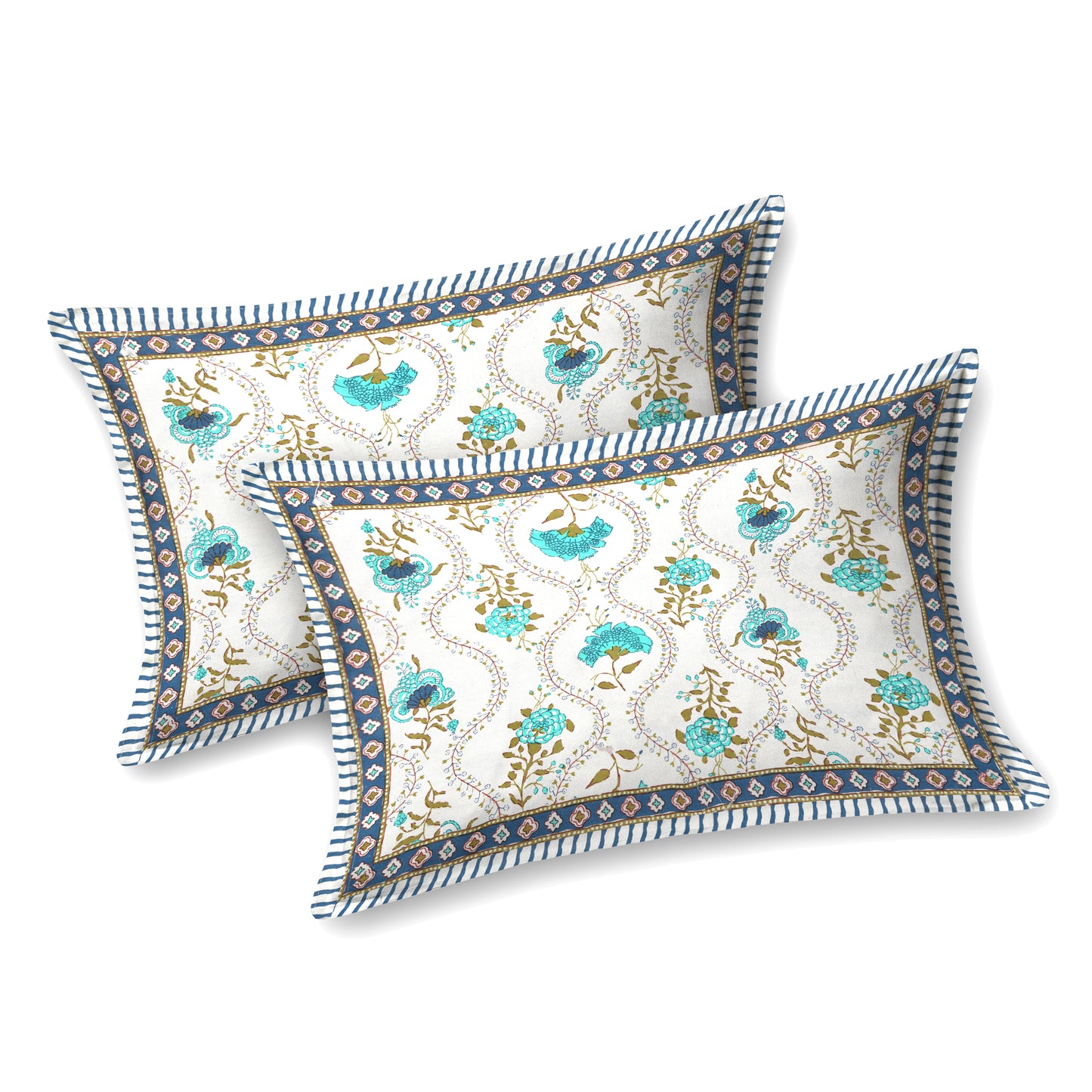 100% pure cotton jaipuri sanganari printed 98*108 king size Premium bedsheet with 2 Matching pillow covers