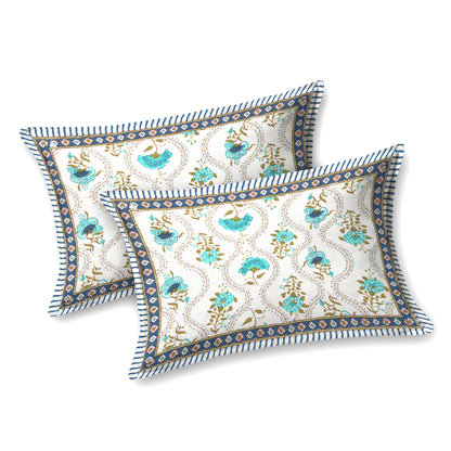 100% pure cotton jaipuri sanganari printed 98*108 king size Premium bedsheet with 2 Matching pillow covers