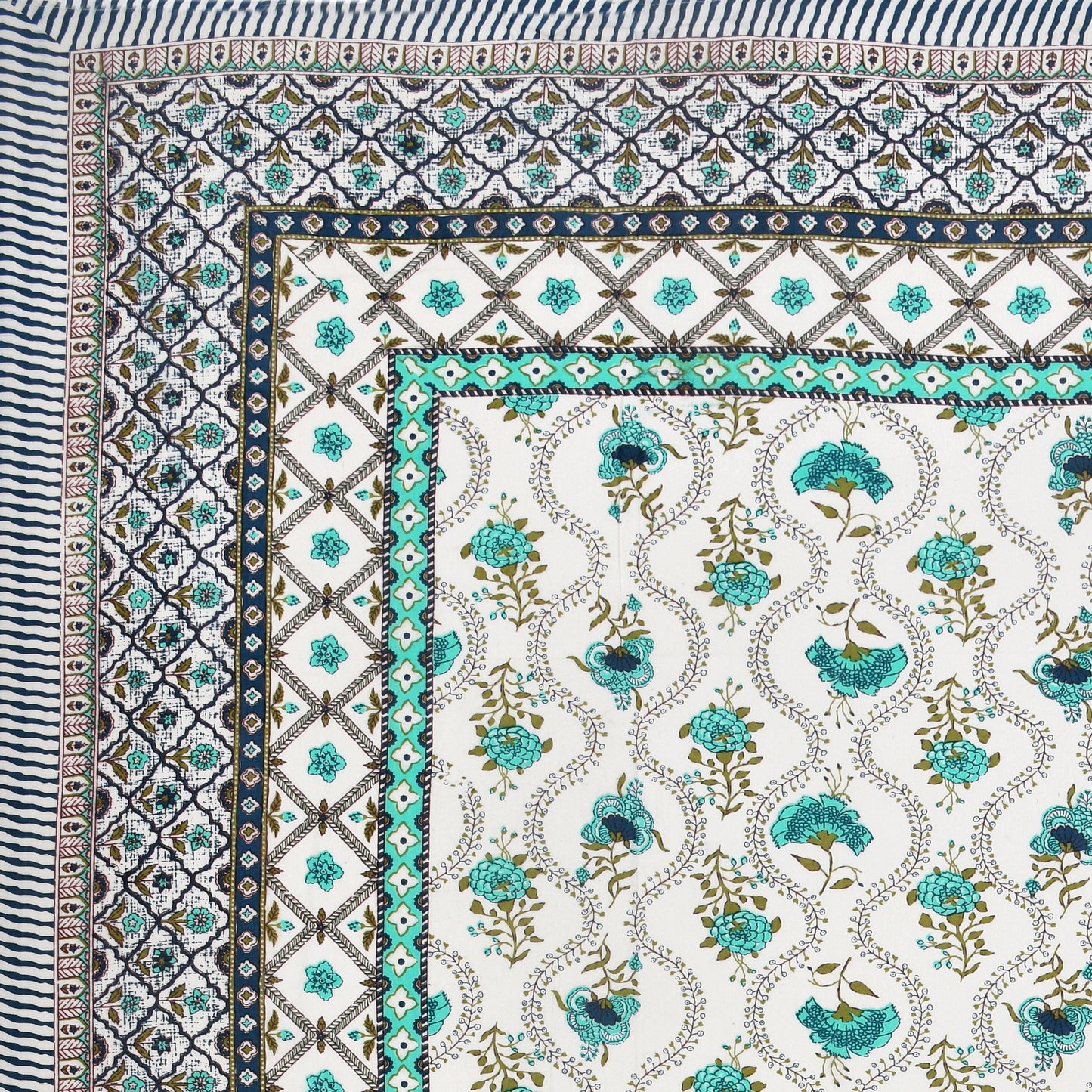 100% pure cotton jaipuri sanganari printed 98*108 king size Premium bedsheet with 2 Matching pillow covers