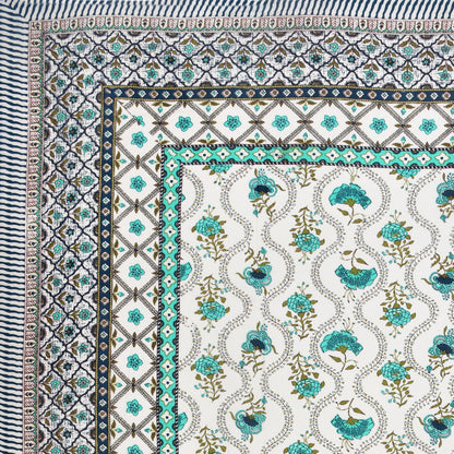 100% pure cotton jaipuri sanganari printed 98*108 king size Premium bedsheet with 2 Matching pillow covers
