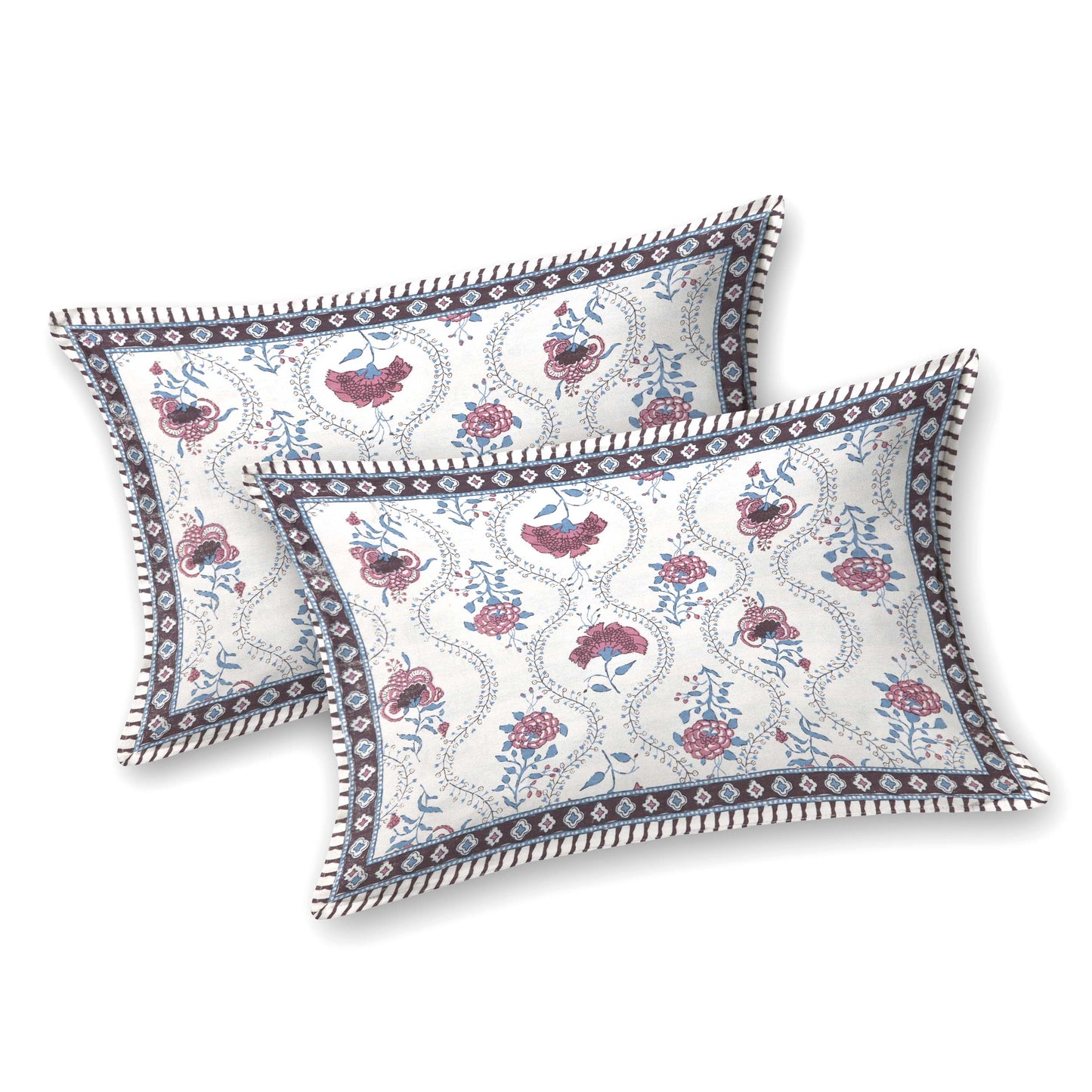 100% pure cotton jaipuri sanganari printed 98*108 king size Premium bedsheet with 2 Matching pillow covers