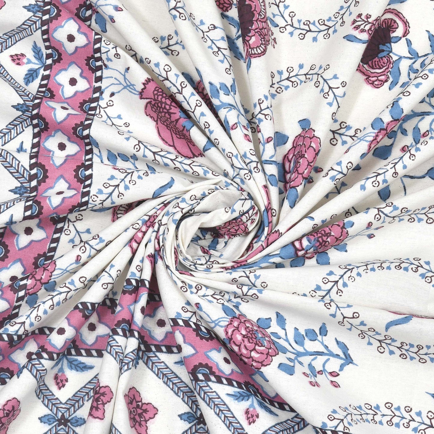 100% pure cotton jaipuri sanganari printed 98*108 king size Premium bedsheet with 2 Matching pillow covers