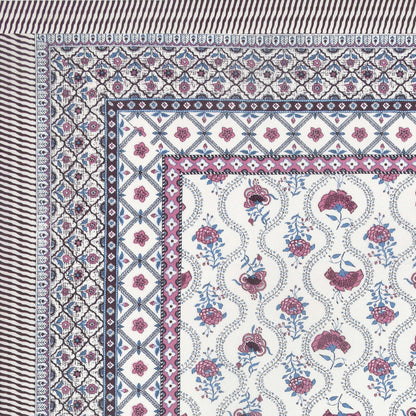 100% pure cotton jaipuri sanganari printed 98*108 king size Premium bedsheet with 2 Matching pillow covers