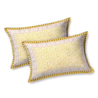 100% pure cotton jaipuri sanganari printed 98*108 king size Premium bedsheet with 2 Matching pillow covers