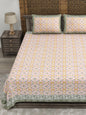 100% pure cotton jaipuri sanganari printed 98*108 king size Premium bedsheet with 2 Matching pillow covers
