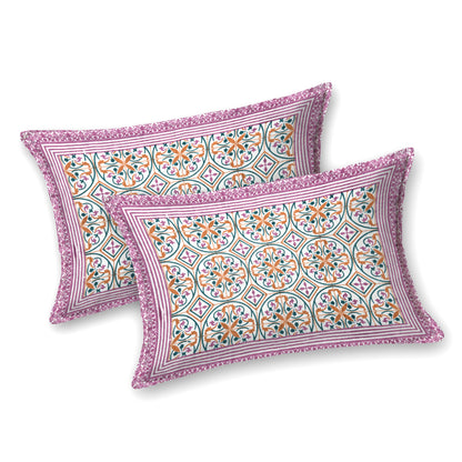 100% pure cotton jaipuri sanganari printed 98*108 king size Premium bedsheet with 2 Matching pillow covers