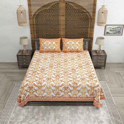 100% pure cotton jaipuri sanganari printed 98*108 king size Premium bedsheet with 2 Matching pillow covers