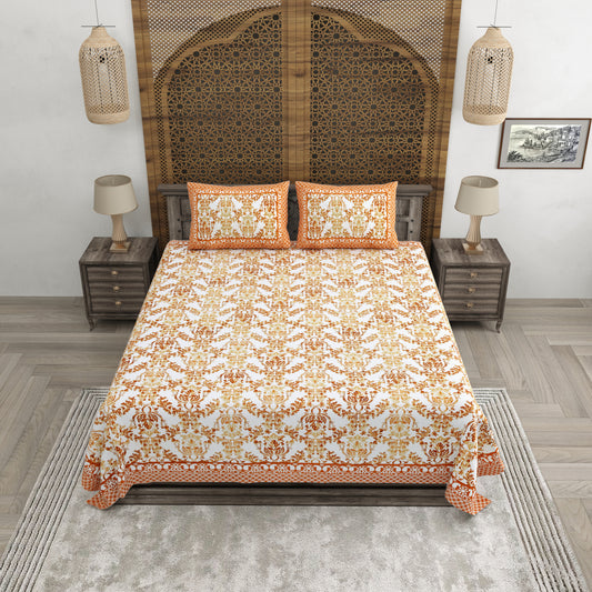 100% pure cotton jaipuri sanganari printed 98*108 king size Premium bedsheet with 2 Matching pillow covers