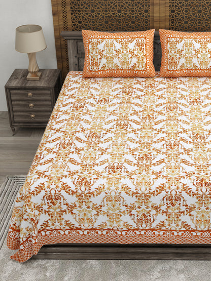 100% pure cotton jaipuri sanganari printed 98*108 king size Premium bedsheet with 2 Matching pillow covers