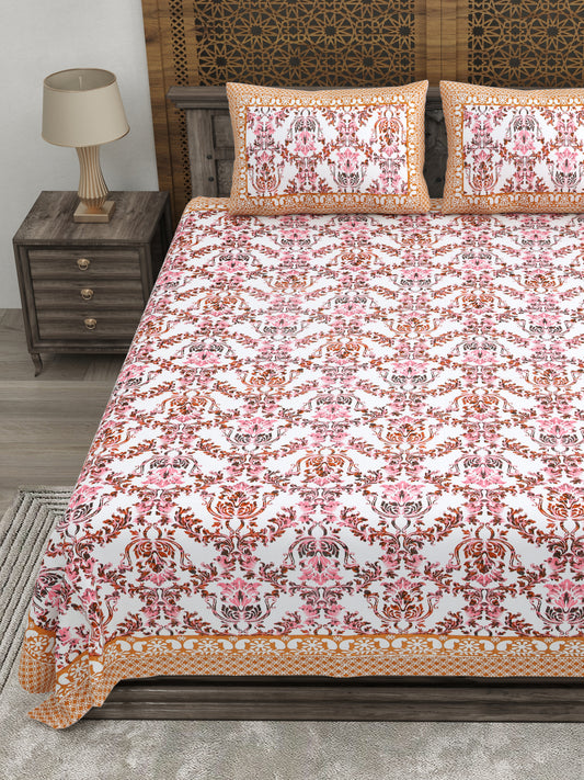 100% pure cotton jaipuri sanganari printed 98*108 king size Premium bedsheet with 2 Matching pillow covers