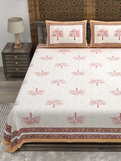 100% pure cotton jaipuri sanganari printed 98*108 king size Premium bedsheet with 2 Matching pillow covers