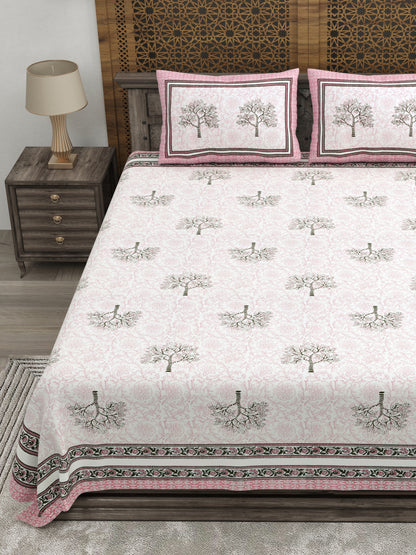 100% pure cotton jaipuri sanganari printed 98*108 king size Premium bedsheet with 2 Matching pillow covers