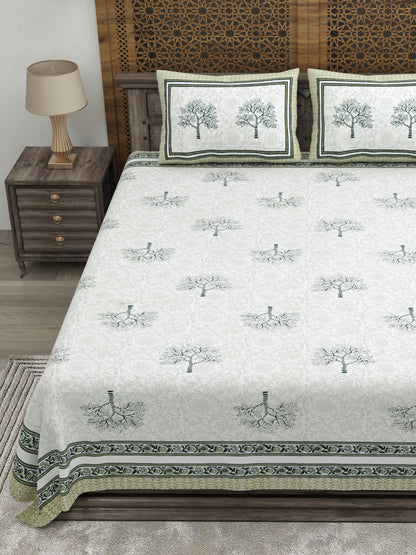 100% pure cotton jaipuri sanganari printed 98*108 king size Premium bedsheet with 2 Matching pillow covers