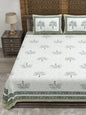 100% pure cotton jaipuri sanganari printed 98*108 king size Premium bedsheet with 2 Matching pillow covers