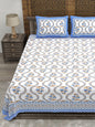 100% pure cotton jaipuri sanganari printed 98*108 king size Premium bedsheet with 2 Matching pillow covers