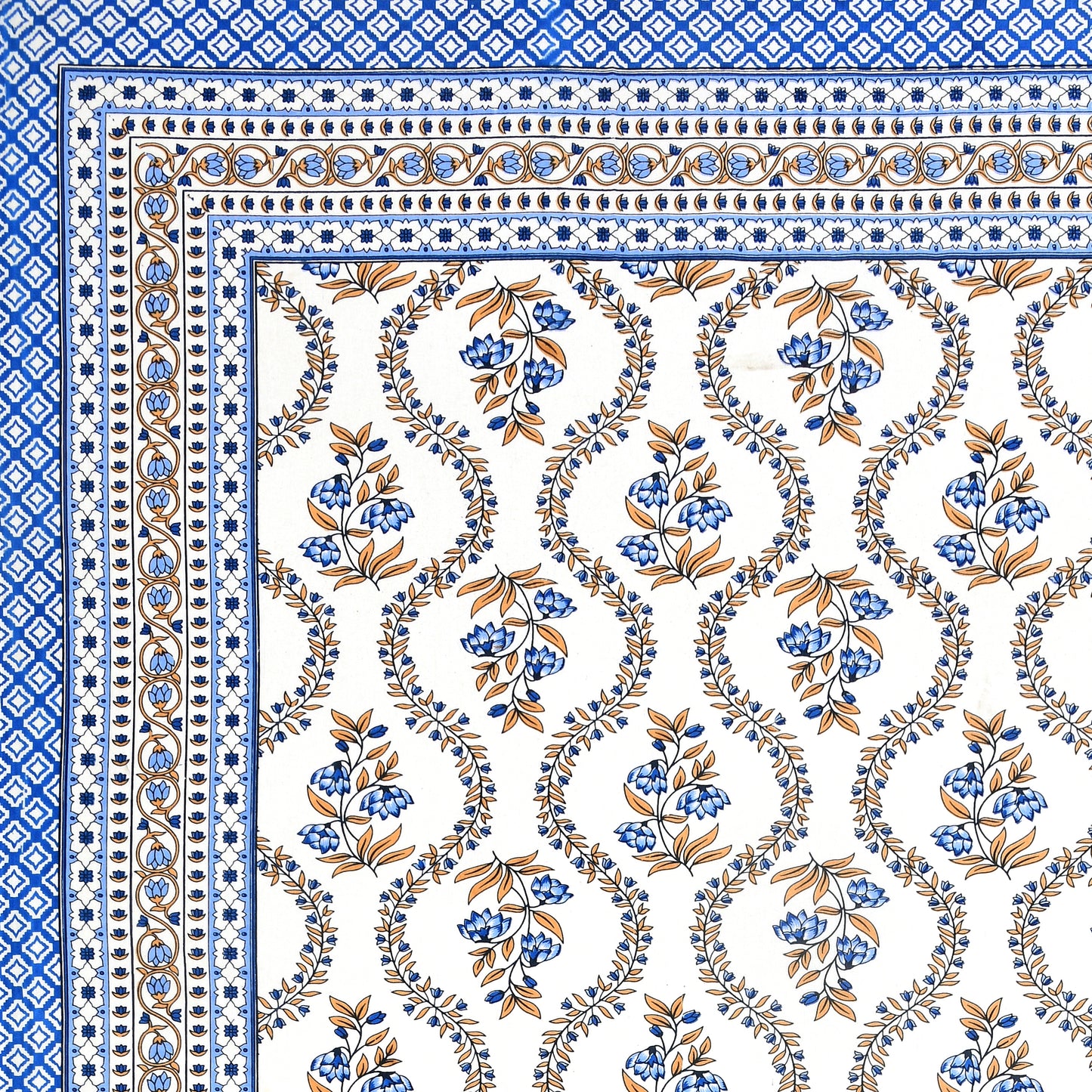 100% pure cotton jaipuri sanganari printed 98*108 king size Premium bedsheet with 2 Matching pillow covers