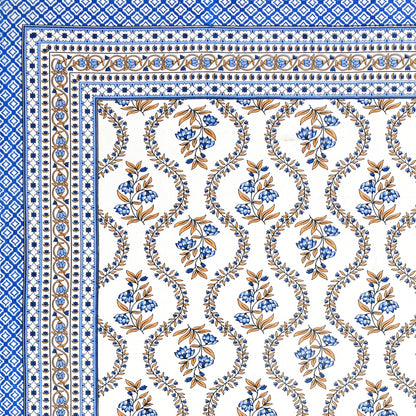 100% pure cotton jaipuri sanganari printed 98*108 king size Premium bedsheet with 2 Matching pillow covers