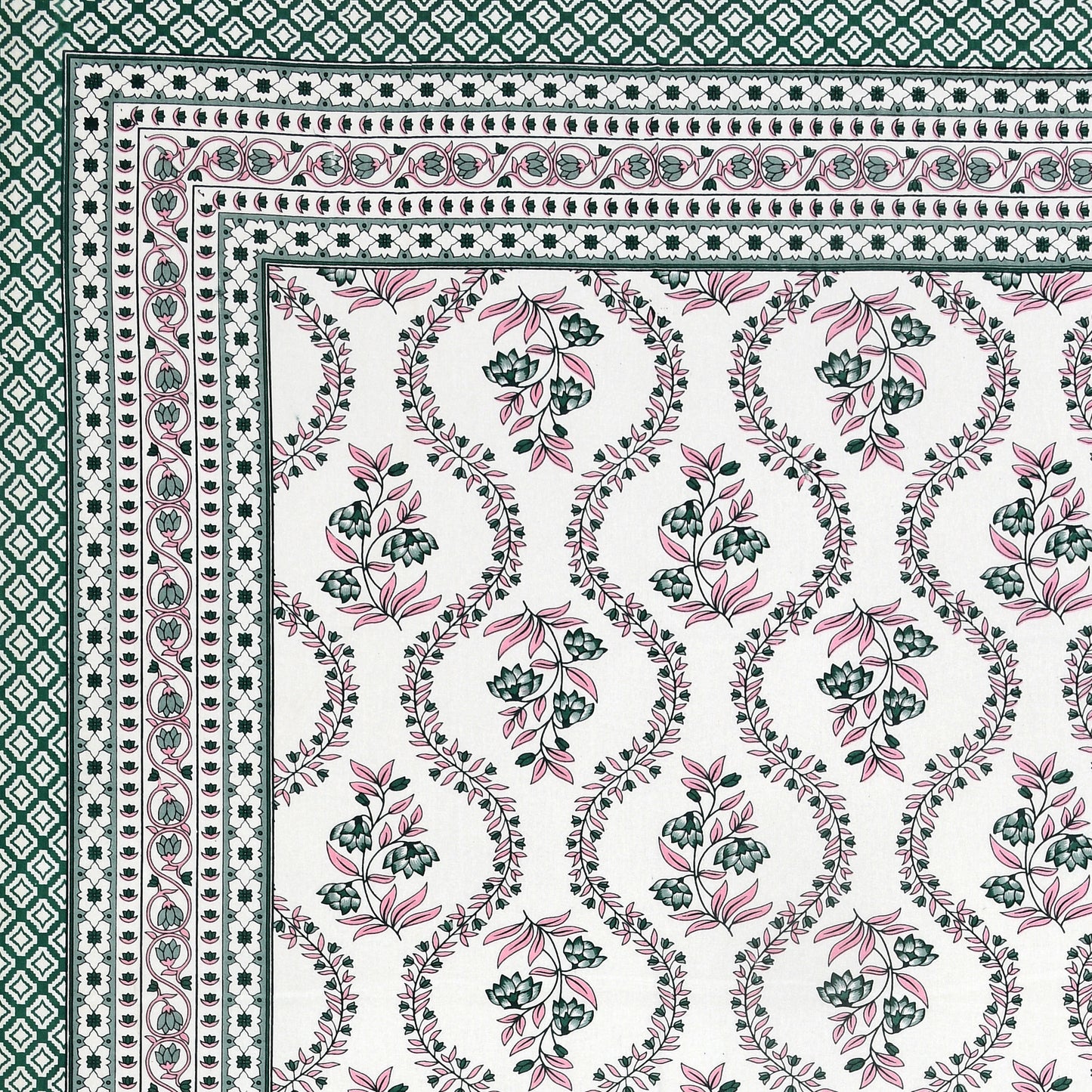 100% pure cotton jaipuri sanganari printed 98*108 king size Premium bedsheet with 2 Matching pillow covers