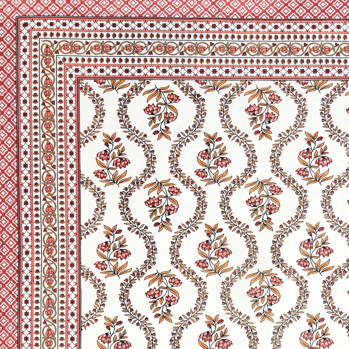 100% pure cotton jaipuri sanganari printed 98*108 king size Premium bedsheet with 2 Matching pillow covers